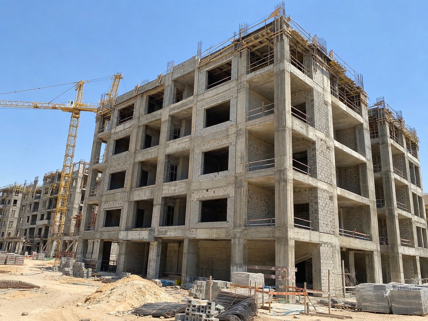مبانٍ سكنية قيد الإنشاء